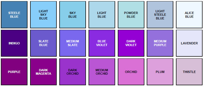 HTML & RGB Color Code Chart Saeler Enterprises. 